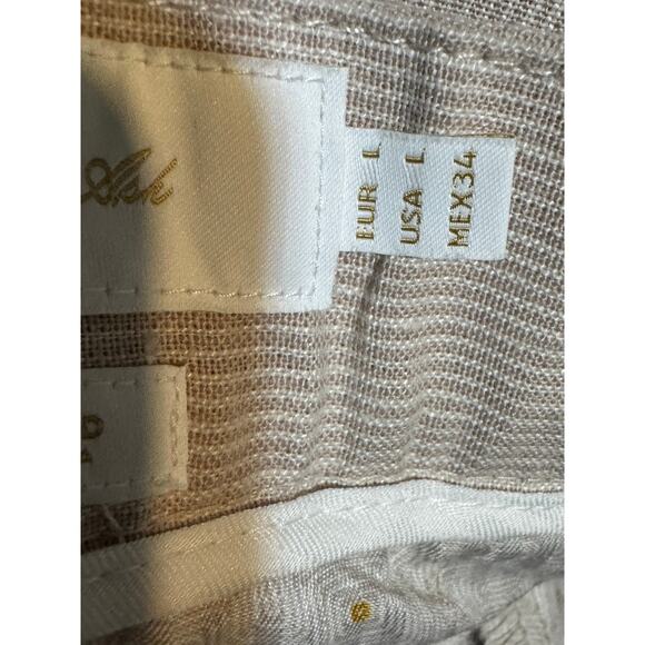 Porter & Ash Men’s Linen Blend Drawstring Shorts Size Large Tan White Stripe NWT - Picture 9 of 12